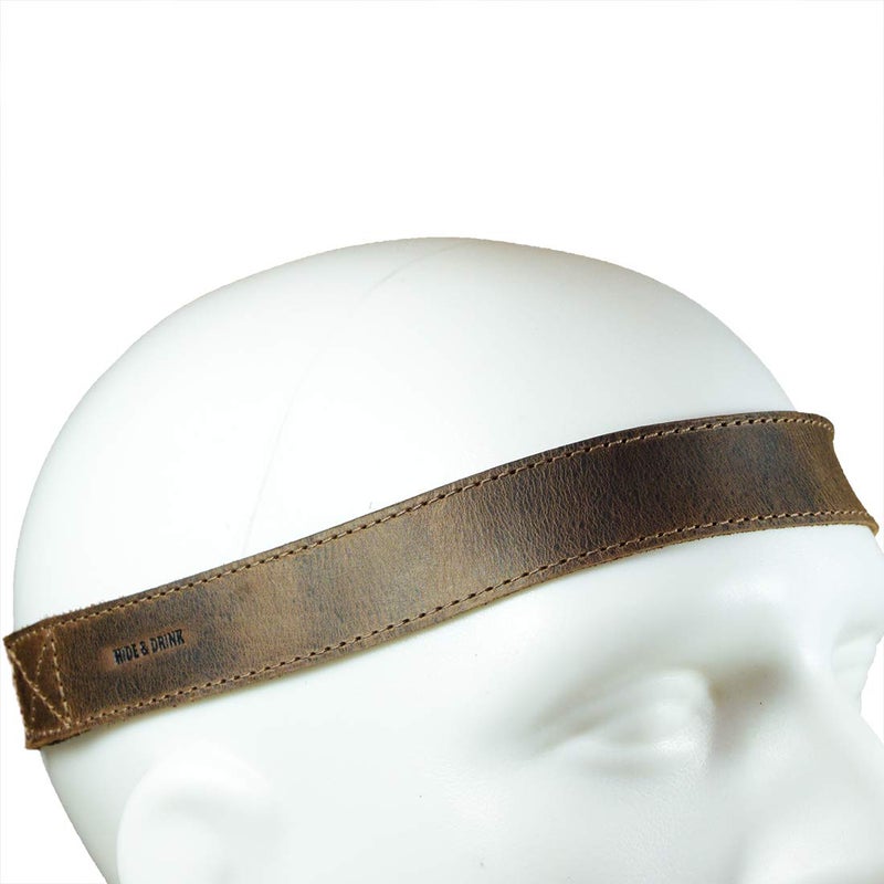 Hide & Drink, Unisex Simple Headband Handmade from Full Grain Leather (Bourbon Brown) - Image 1